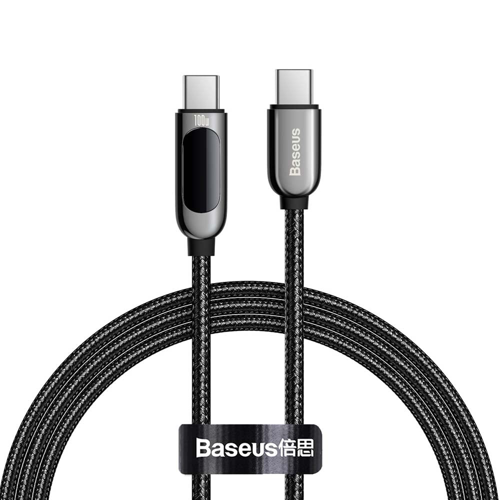 Baseus 100W USB-C to USB-C PD Fast Charging Cable with Digital Display (1m, Black)