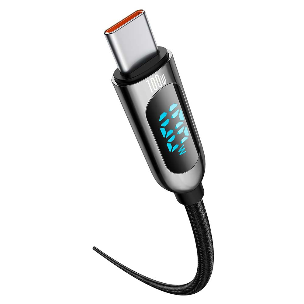 Baseus 100W USB-C to USB-C PD Fast Charging Cable with Digital Display (1m, Black)
