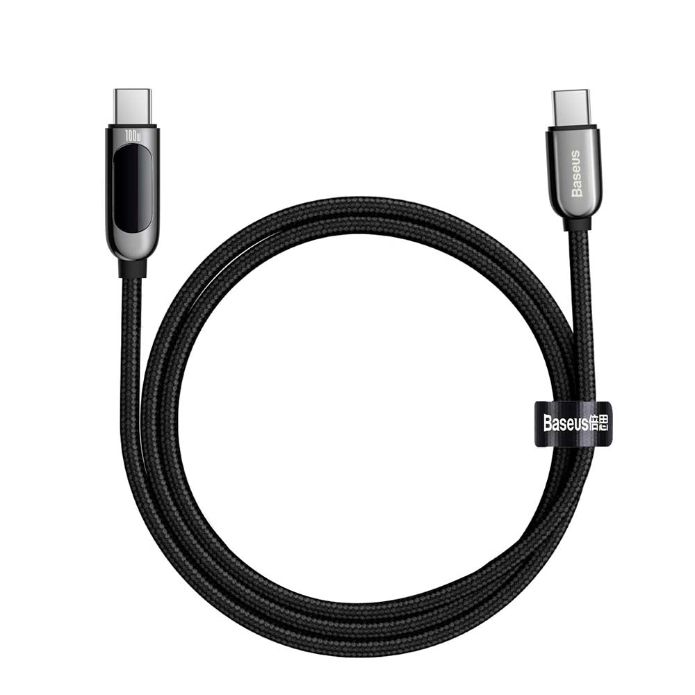 Baseus 100W USB-C to USB-C PD Fast Charging Cable with Digital Display (1m, Black)
