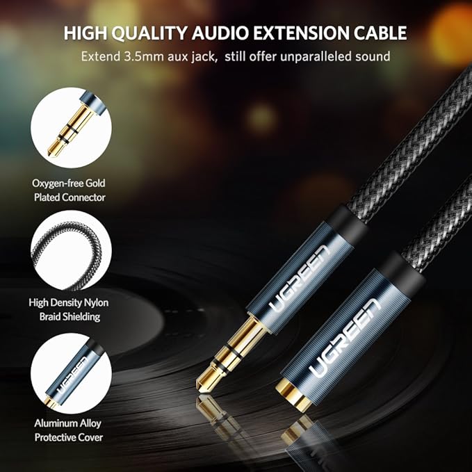 UGREEN 3.5mm Male to Female Audio Extension Cable – 5m, 3m, 2m (Blue) | Best Price in Pakistan