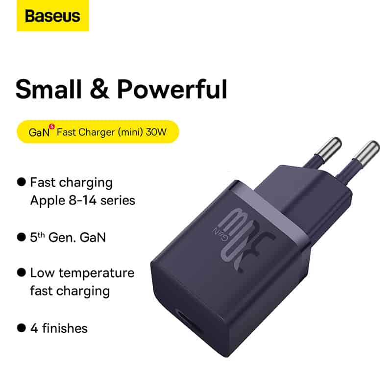 Baseus GaN5 30W Fast Charger – Ultra-Compact & Efficient Charging