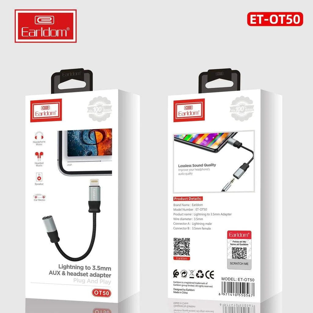Earldom iPhone to 3.5mm AUX Converter – Lightning to AUX Adapter for High-Quality Audio