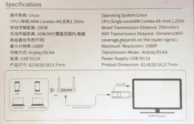 Onten OTN-75550 Wireless HDMI Adapter for iPhone – 1080p HD Screen Mirroring & Streaming