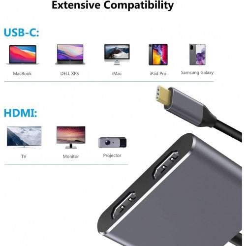 Onten OTN-9175K Type-C to Dual HDMI 4K Adapter – Ultra HD Display & Multi-Screen Extension