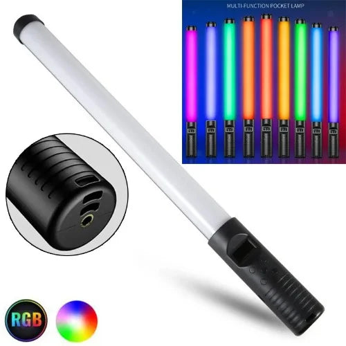 RGB Handheld LED Light Wand – Rechargeable, Dimmable Bi-Color (3000K-6500K) Photography & Video Light Stick