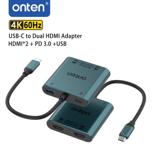 Onten OTN-9175K Type-C to Dual HDMI 4K Adapter – Ultra HD Display & Multi-Screen Extension