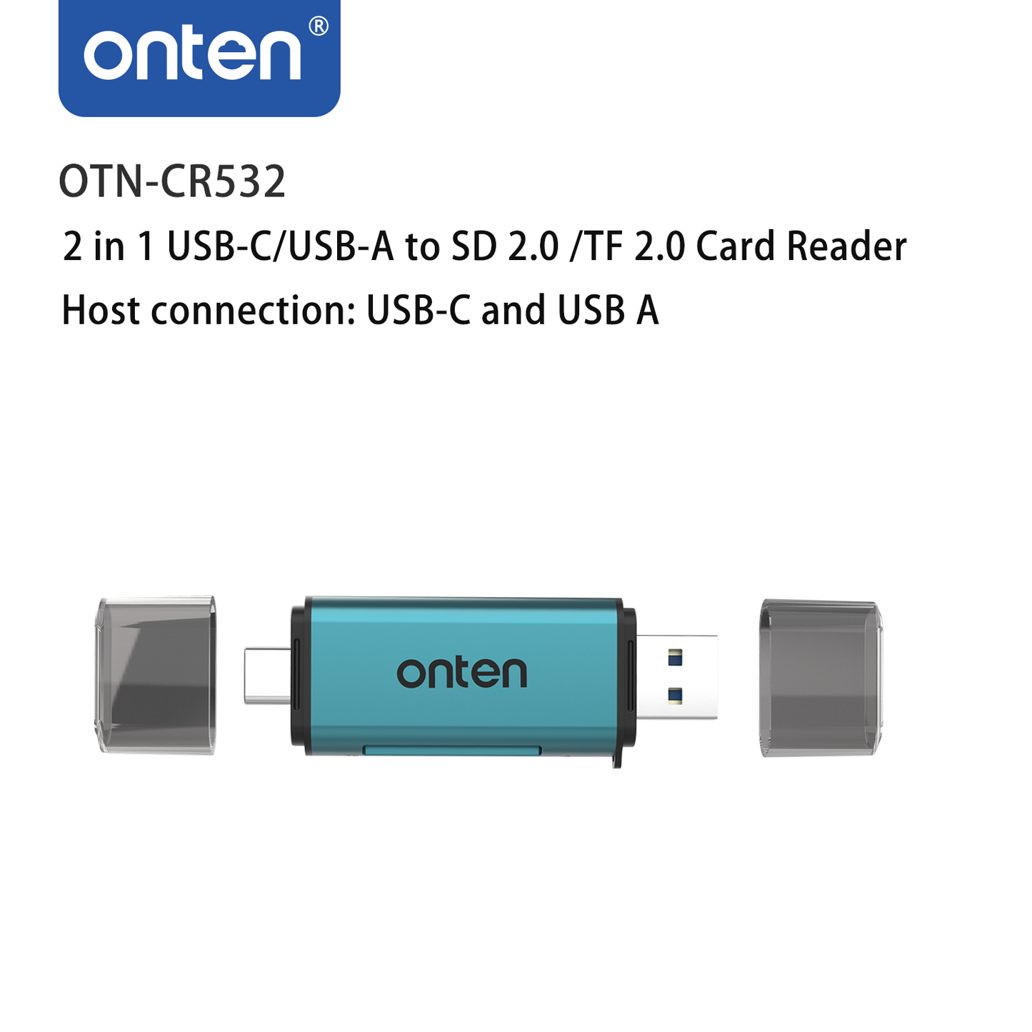 Onten CR531 2-in-1 Type-C & USB Card Reader – High-Speed Data Transfer for SD & MicroSD Cards
