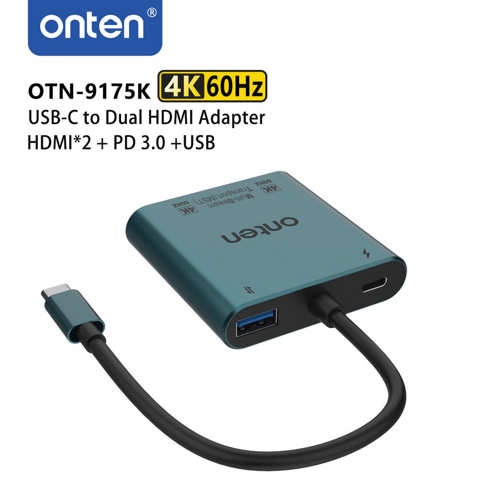 Onten OTN-9175K Type-C to Dual HDMI 4K Adapter – Ultra HD Display & Multi-Screen Extension