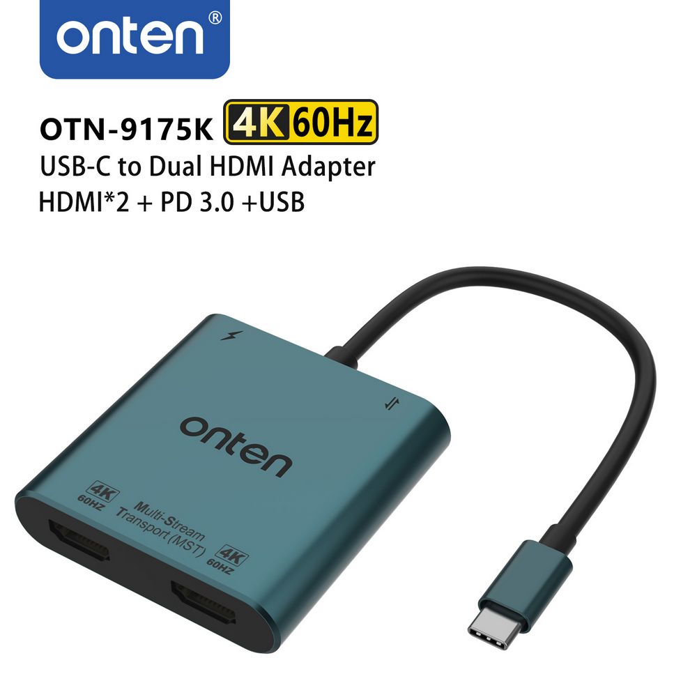 Onten OTN-9175K Type-C to Dual HDMI 4K Adapter – Ultra HD Display & Multi-Screen Extension