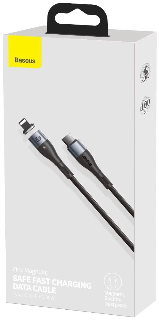 Zinc Magnetic Lightning to USB-C Cable – 20W Fast Charging, 1m & 2m Lengths