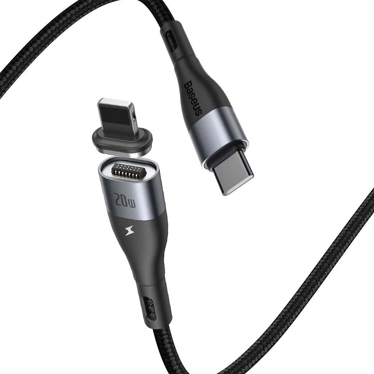 Zinc Magnetic Lightning to USB-C Cable – 20W Fast Charging, 1m & 2m Lengths