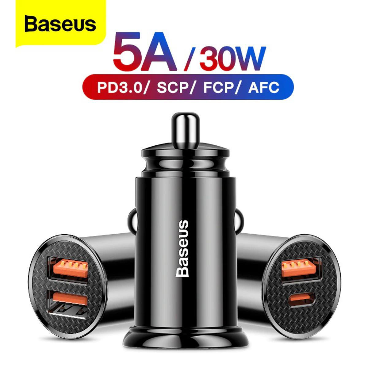 Baseus 30W Car Charger – Fast Charging with QC 4.0/3.0 & USB-C Power Delivery