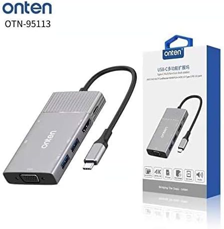 ONTEN 95113 Multifunction Type-C Adapter – 5-in-1 USB-C Hub with HDMI, USB 3.0, SD/TF Card Reader
