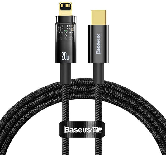 Cable Baseus Explorer,USB-C to Lightning Cable, 20W, 1m (Black)