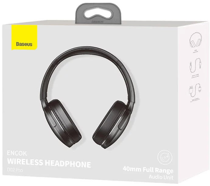 Baseus Encok D02 Pro Wireless Headphones (Black) – Hi-Fi Sound & 40H Battery Life