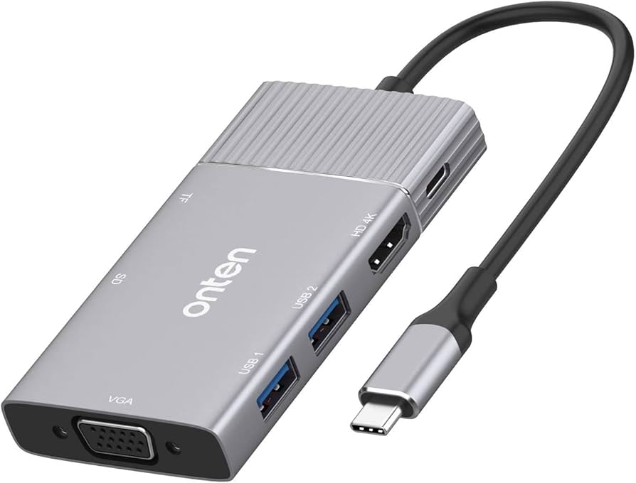 ONTEN 95113 Multifunction Type-C Adapter – 5-in-1 USB-C Hub with HDMI, USB 3.0, SD/TF Card Reader