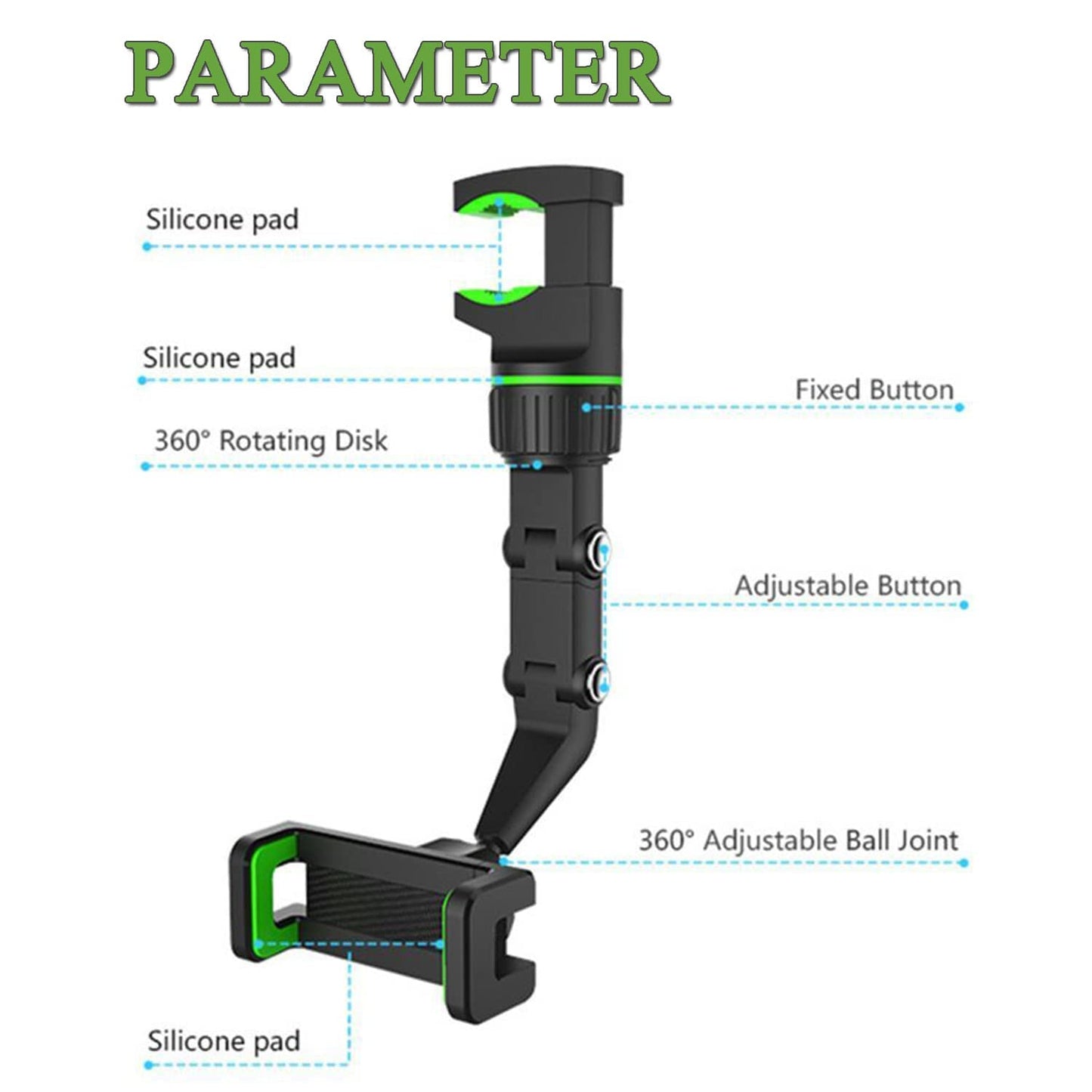 360° Car Rearview Mirror Phone Holder B06 – Adjustable Rotating Mobile Mount | Best Price in Pakistan