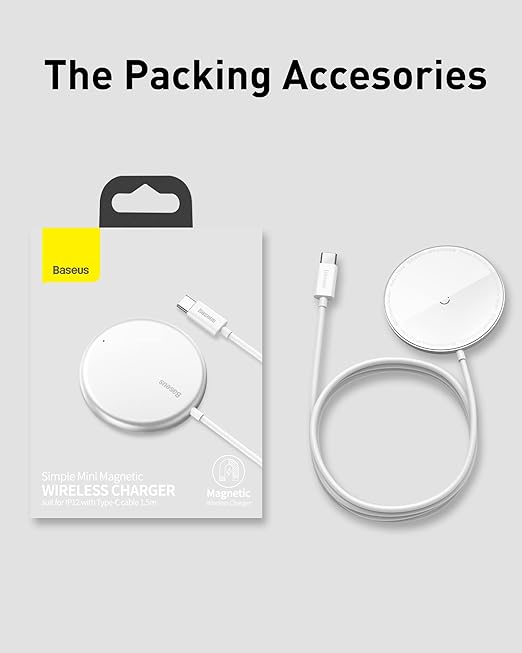 Baseus Simple Mini Wireless Charger (White) – Ultra-Slim 15W Fast Charging Pad