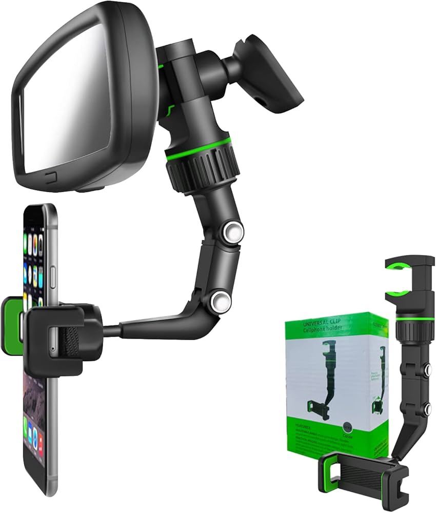 360° Car Rearview Mirror Phone Holder B06 – Adjustable Rotating Mobile Mount | Best Price in Pakistan