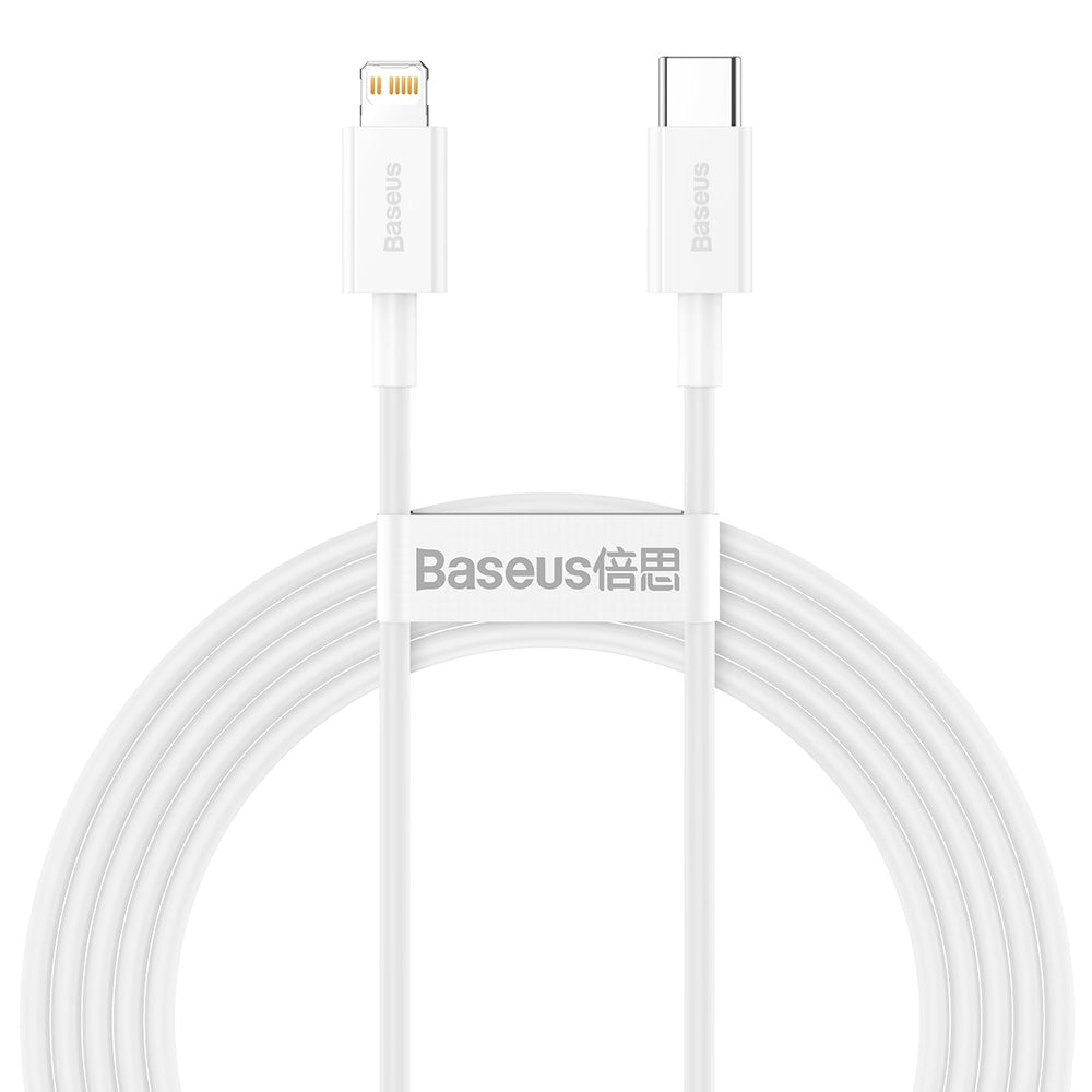 Baseus Superior PD Type-C to Lightning Cable (2m, 20W, White) – Fast Charging & Data Sync