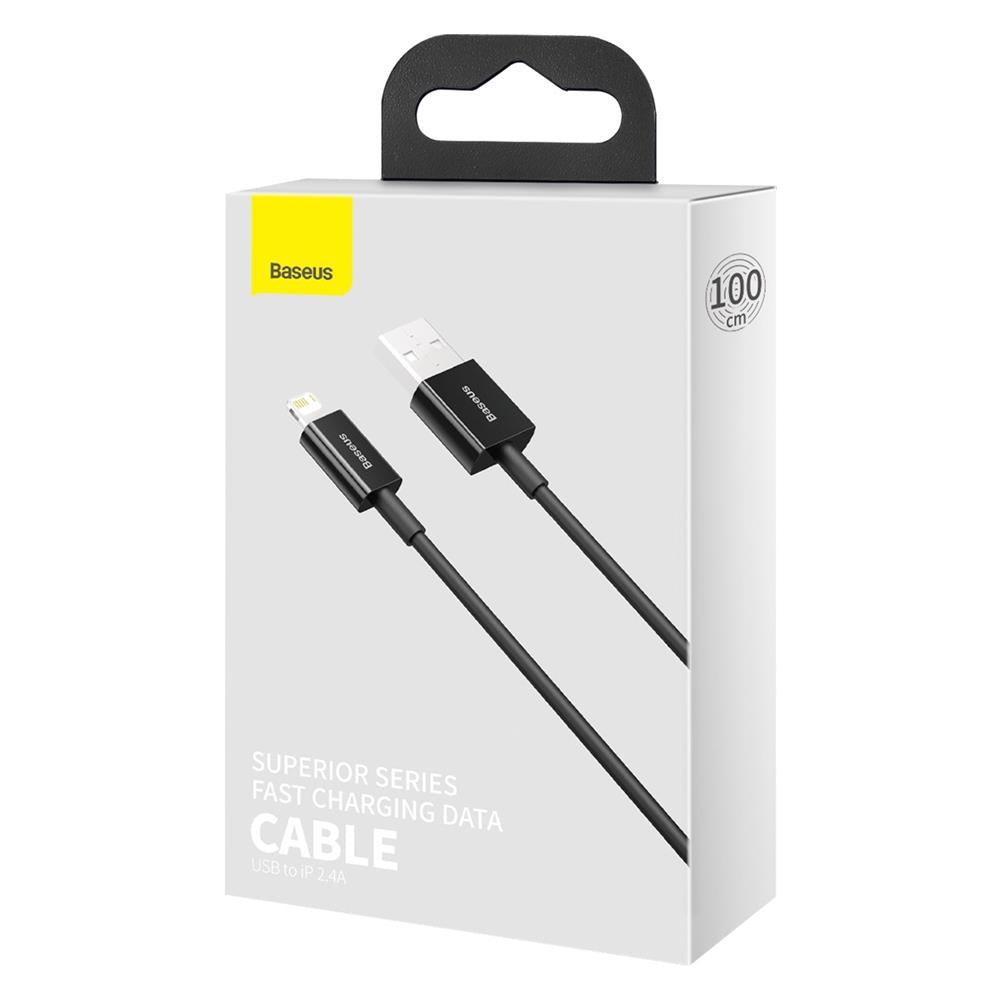 Baseus Superior USB-A to Lightning Cable (1m, Black) – Fast Charging & Data Sync