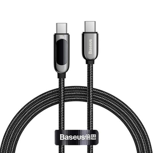 Baseus 100W USB-C to USB-C PD Fast Charging Cable with Digital Display (1m, Black)