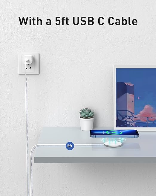 Baseus Simple Mini Wireless Charger (White) – Ultra-Slim 15W Fast Charging Pad