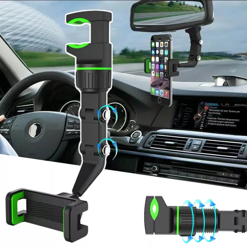 360° Car Rearview Mirror Phone Holder B06 – Adjustable Rotating Mobile Mount | Best Price in Pakistan