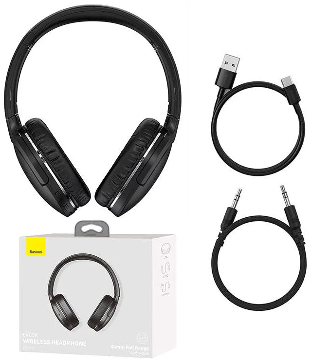 Baseus Encok D02 Pro Wireless Headphones (Black) – Hi-Fi Sound & 40H Battery Life
