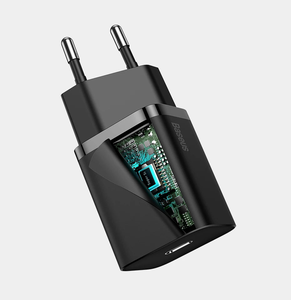 Baseus Super Si 20w Quick Charger with ip to c cable