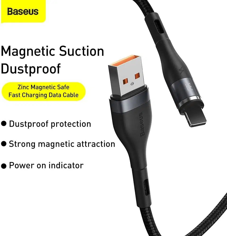 Baseus Zinc Magnetic Safe Fast Charging Data Cable – Strong Magnetic Connection & High-Speed Charging