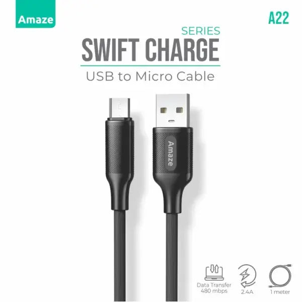 Amaze A22 Swift Charging USB to Micro Cable – Best Price in Pakistan