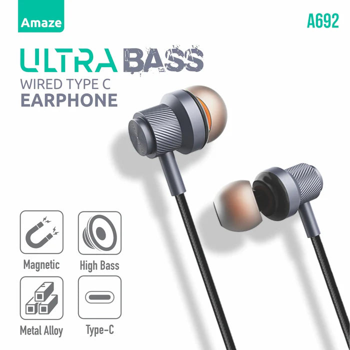 Amaze Ultra Bass A692 Type C Handsfree – Best Price in Pakistan | High-Quality Sound & Comfort
