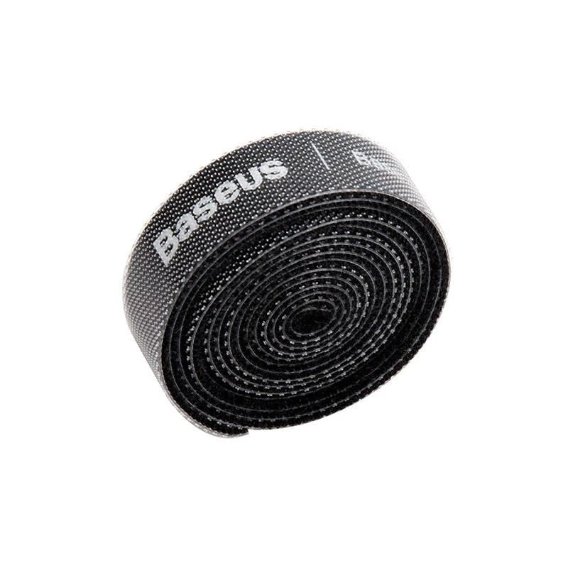 Baseus Colourful Circle Velcro Cable Strap (1m, Black) – Reusable & Adjustable Cable Organizer