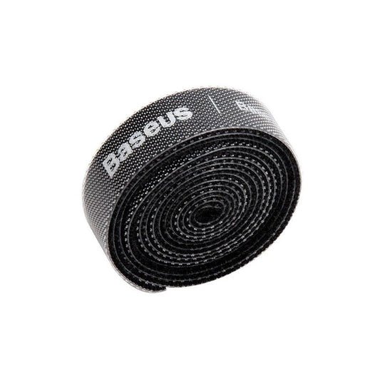 Baseus Colourful Circle Velcro Cable Strap (1m, Black) – Reusable & Adjustable Cable Organizer