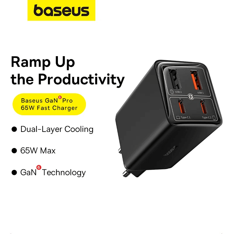 Baseus GaN6 Pro 65W Fast Charger – Compact & Ultra-Efficient Power Adapter