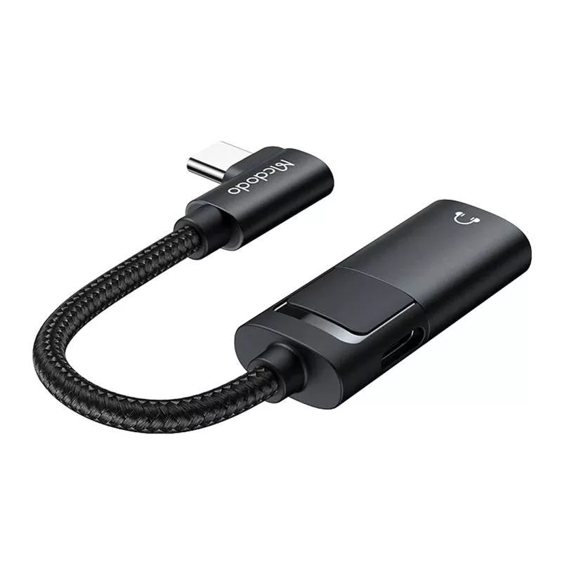 Mcdodo CA-1880 USB-C to 3.5mm AUX + USB-C Adapter (Black) – Hi-Res Audio & Fast Charging