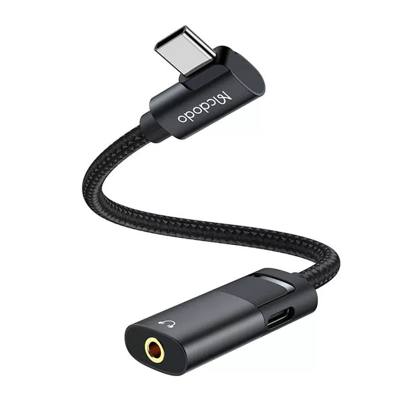 Mcdodo CA-1880 USB-C to 3.5mm AUX + USB-C Adapter (Black) – Hi-Res Audio & Fast Charging