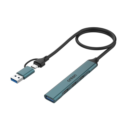 Onten UCA9705 5-in-2 USB-C Hub – Dual USB 3.0 & SD/TF Card Reader for MacBook & Type-C Devices