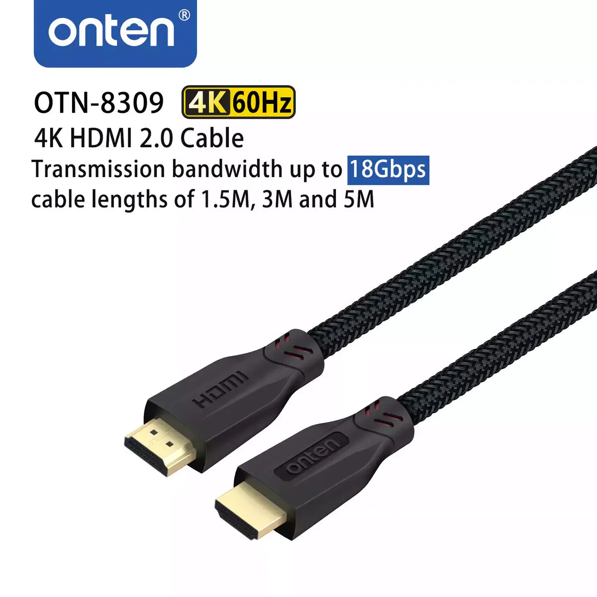 Onten OTN-8309 4K HDMI Cable (1.5M) – Ultra HD, High-Speed, HDR Support