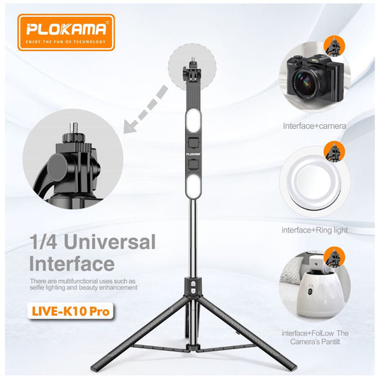 Elevate Your Selfie Game with the PLOKAMA K10 PRO – Ultimate Tripod & LED Light Combo