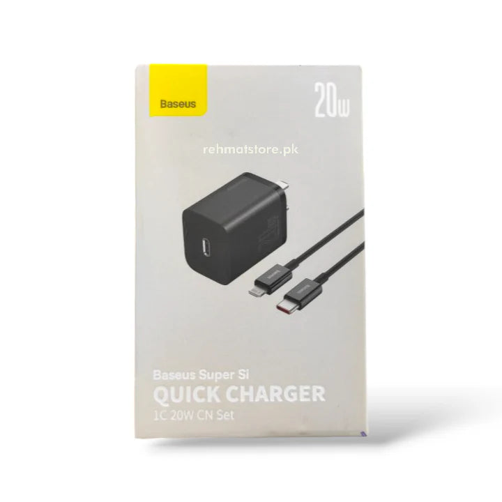 Baseus Super Si 20w Quick Charger with ip to c cable