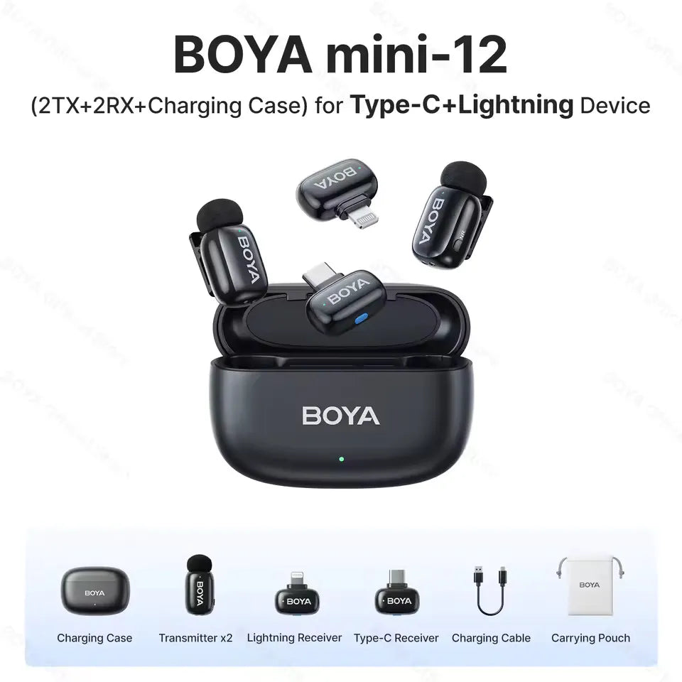 BOYA Mini 12 – Compact Wireless Microphone for Crystal-Clear Audio