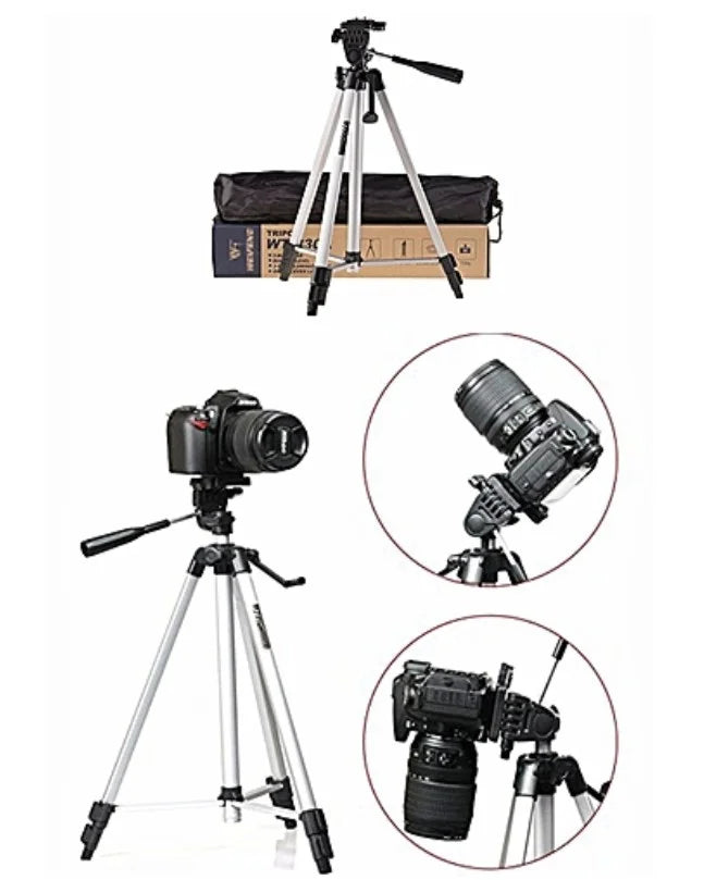 Tripod Camera Stand 330A – Adjustable, Lightweight & Sturdy with 3-Way Pan Head