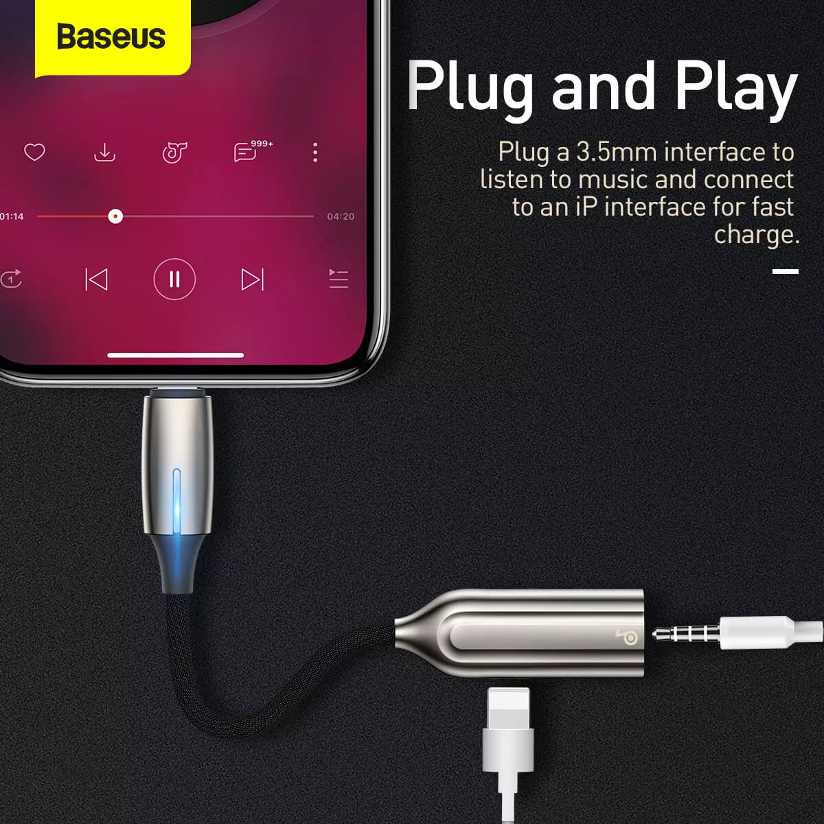 Baseus L56 iPhone to 3.5mm Converter – High-Quality Audio Adapter