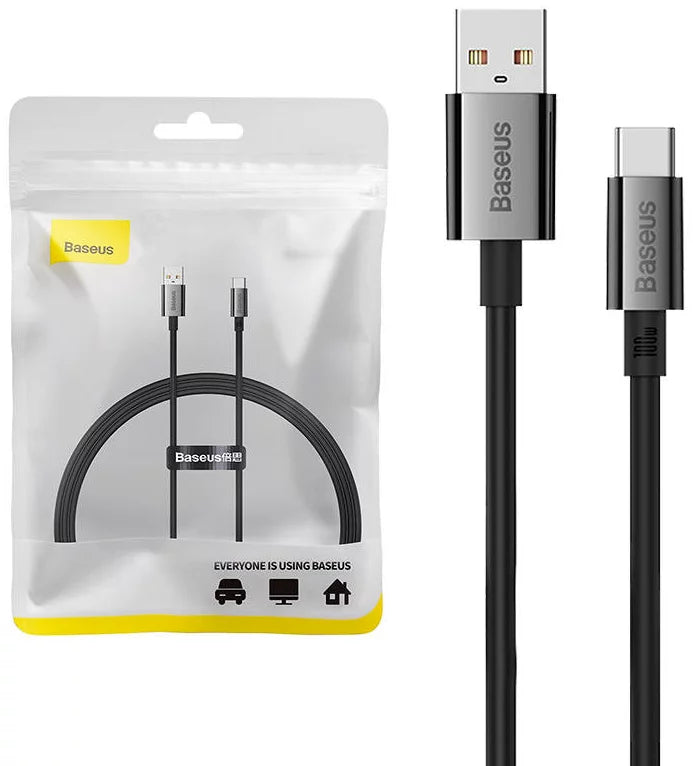 Baseus Superior 100W USB to USB-C Cable (1m, Black) – Fast Charging & Data Sync