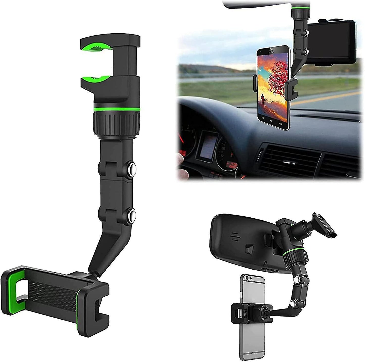 360° Car Rearview Mirror Phone Holder B06 – Adjustable Rotating Mobile Mount | Best Price in Pakistan