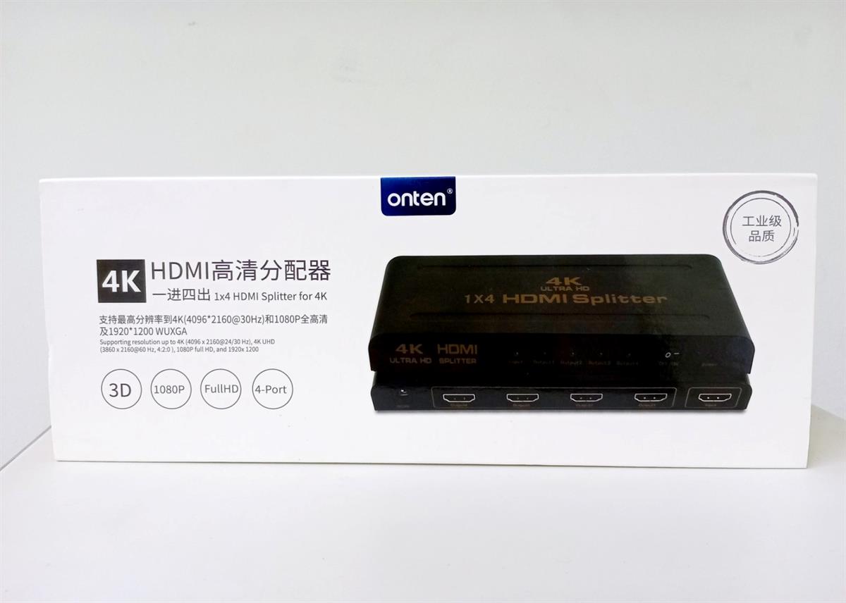 ONTEN OTN-7595 4K HDMI Splitter 1×4 – Ultra HD 1-In 4-Out Signal Distributor for Multiple Displays
