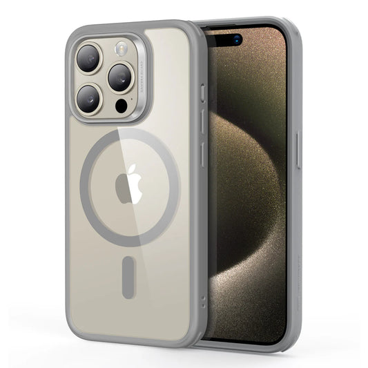 ESR Classic Hybrid Case for iPhone 15 Pro Max (HaloLock) – Clear Gray, MagSafe Compatible