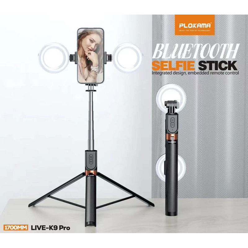 K9 Pro 1.7M LED Bluetooth Tripod & Selfie Stick – Sturdy & Versatile